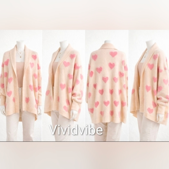 Anthroplogie X Textured Heart Knit Open Front Soft Luxe Cardigan Size Os NIP$240 - Picture 12 of 15